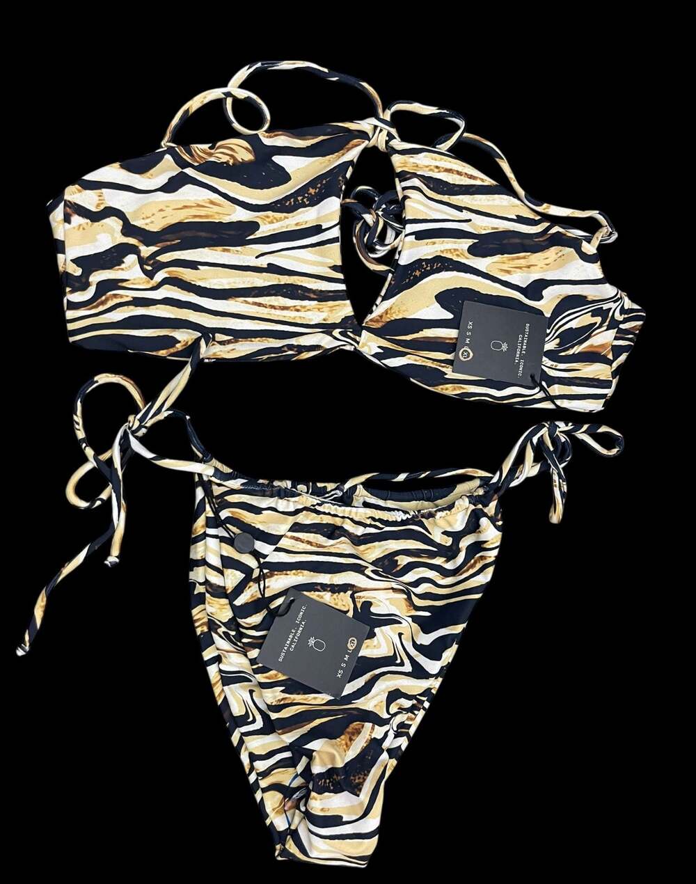 SKATIE NWT Marble Zebra Print Bikini Set Size XL